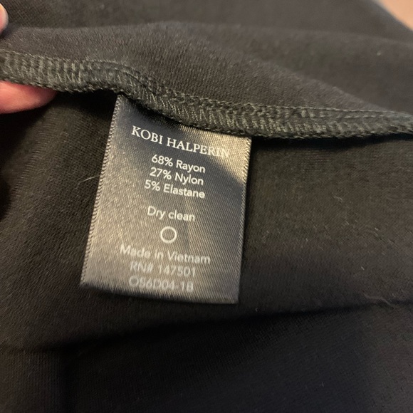 KOBE HALPERIN designer 6 black knit midi dress flattering top and waist accents - Picture 8 of 16